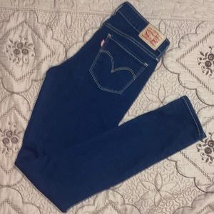 vintage LEVI dark blue denim straight skinny legged women jeans